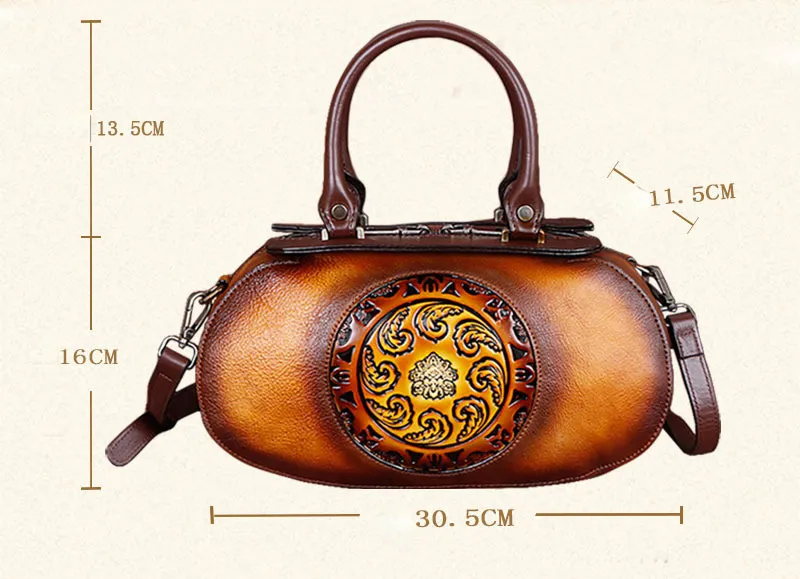 Vintage Vegetable Tanned Leather Tote Handbags B249