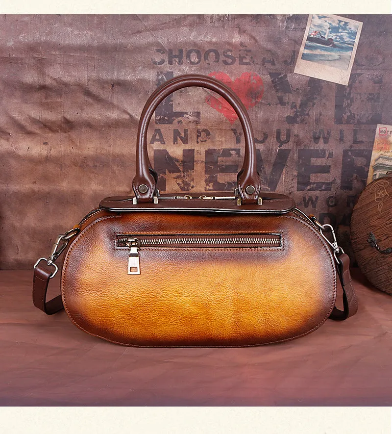 Vintage Vegetable Tanned Leather Tote Handbags B249