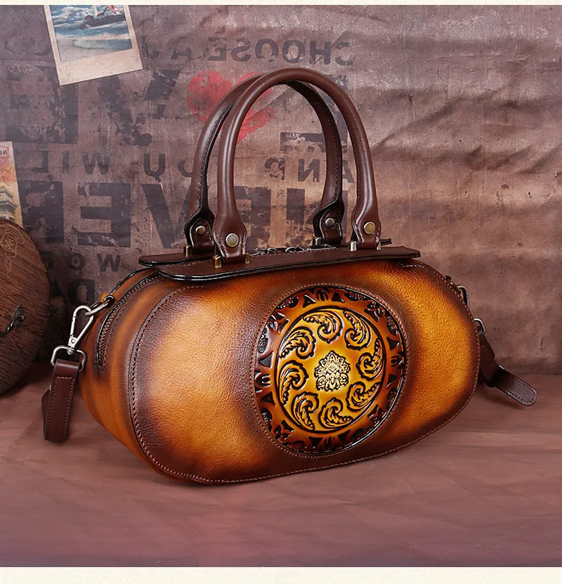 Vintage Vegetable Tanned Leather Tote Handbags B249