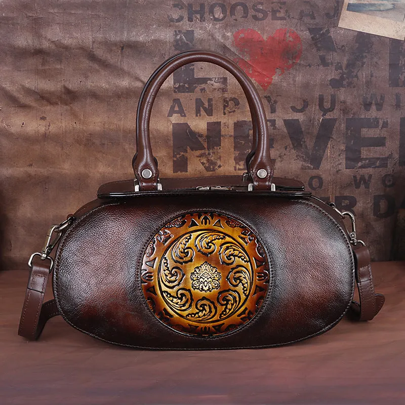 Vintage Vegetable Tanned Leather Tote Handbags B249
