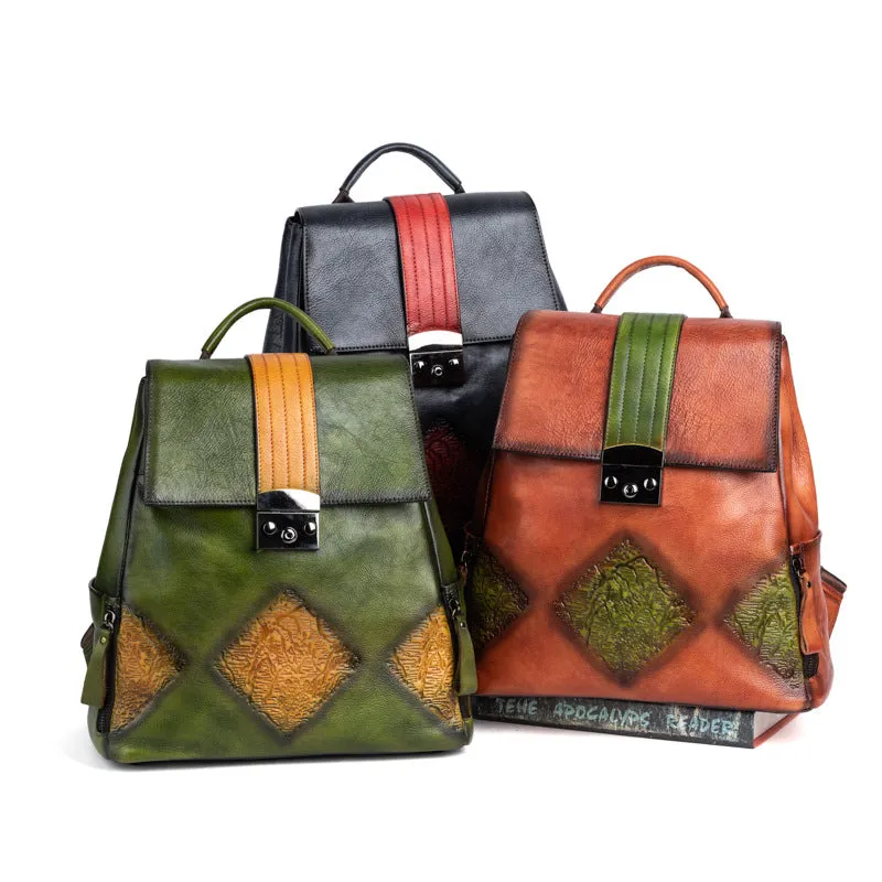 Vintage Womens Western Backpack Purses Ladies Rucksack Bag