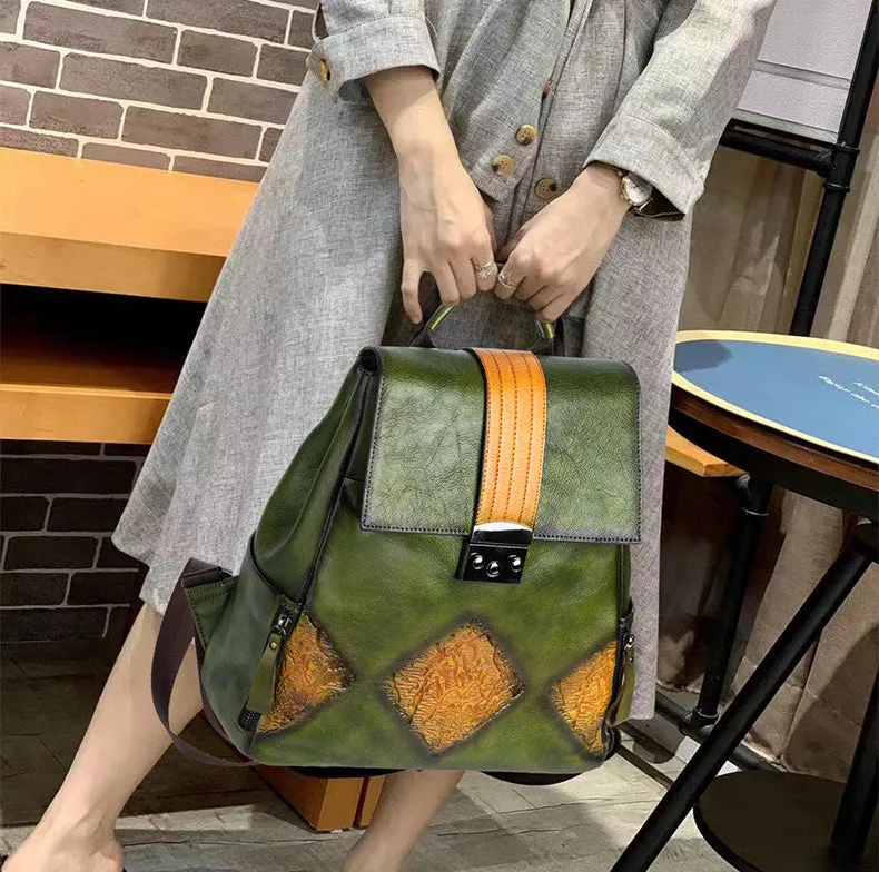 Vintage Womens Western Backpack Purses Ladies Rucksack Bag